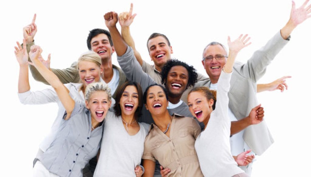 Excited group of business people-isolated
